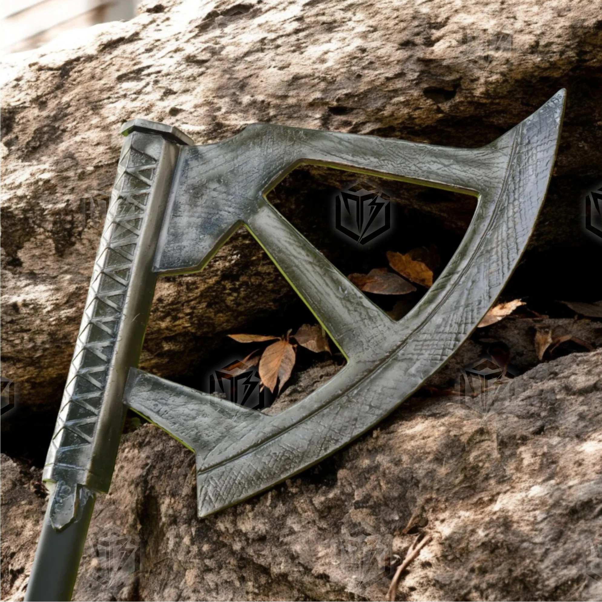 Premium Gimli’s Walking Forgeborn Axe LOTR Replica with Mahogany Stand