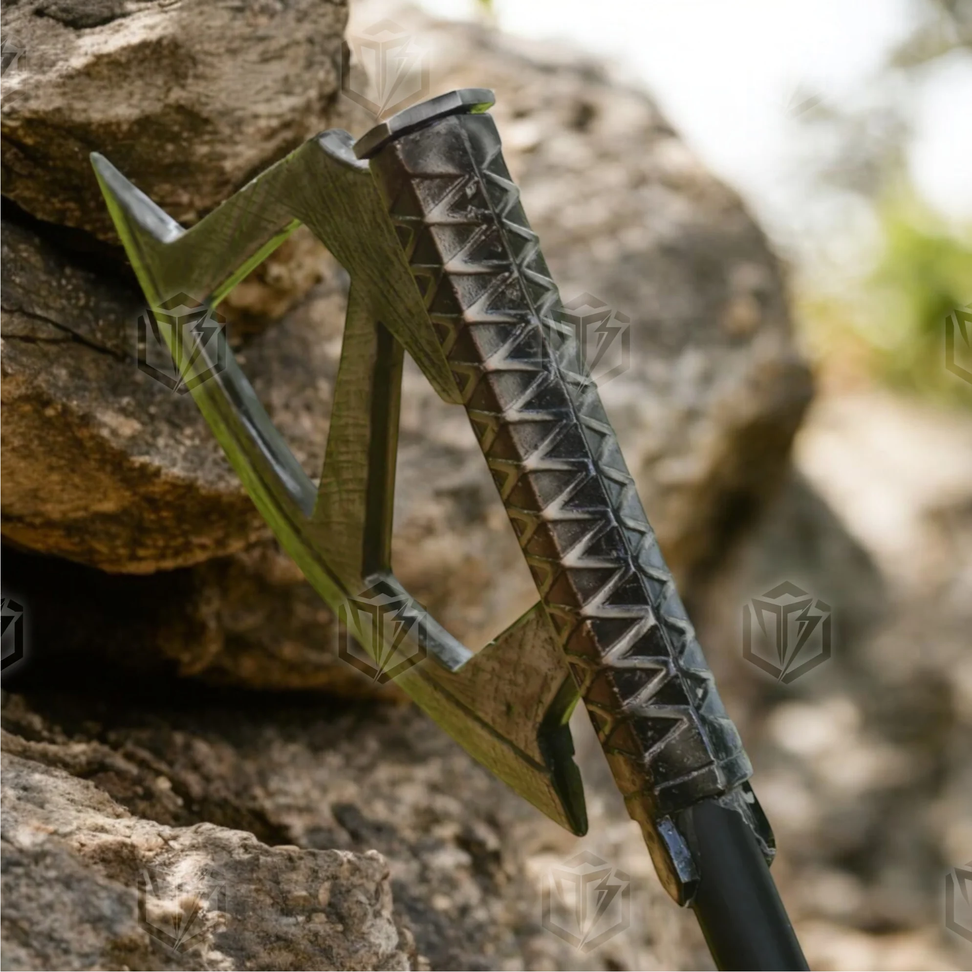 Premium Gimli’s Walking Forgeborn Axe LOTR Replica with Mahogany Stand