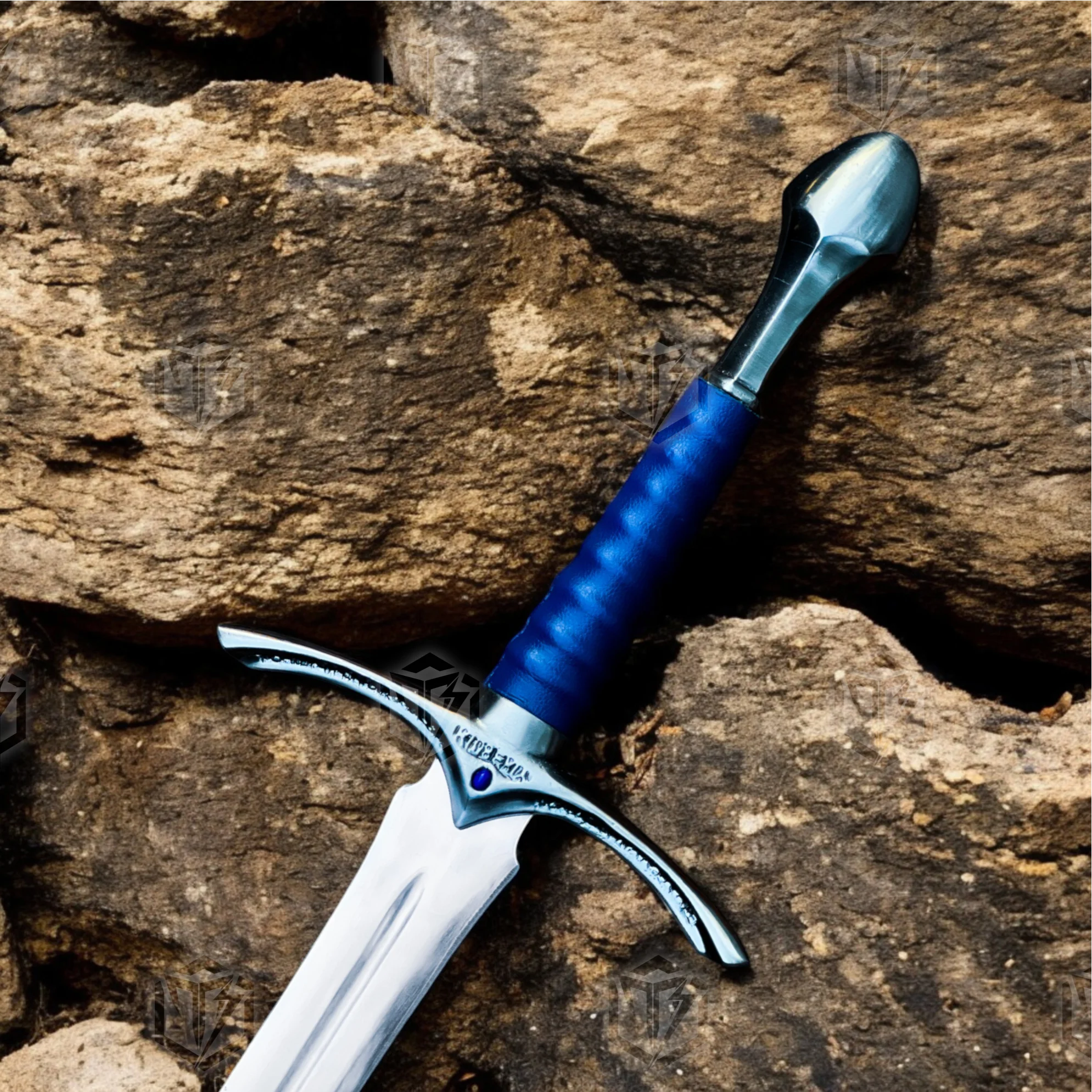 Premium Glamdring Gandalf’s Elven Might Sword Replica LOTR with Rosewood Stand