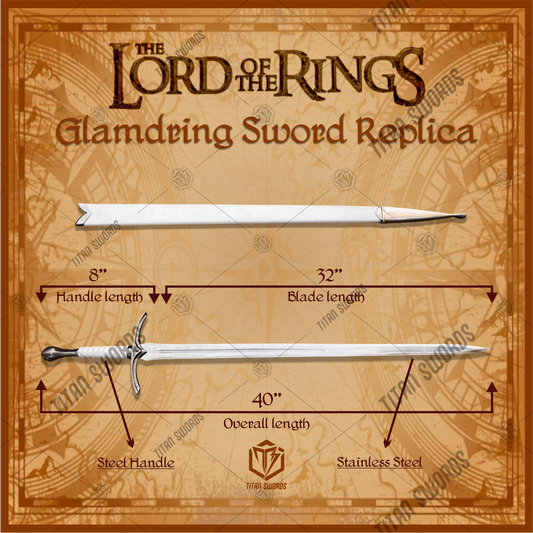 Premium Glamdring Gandalf’s White Elven Might Sword Replica LOTR with Rosewood Stand
