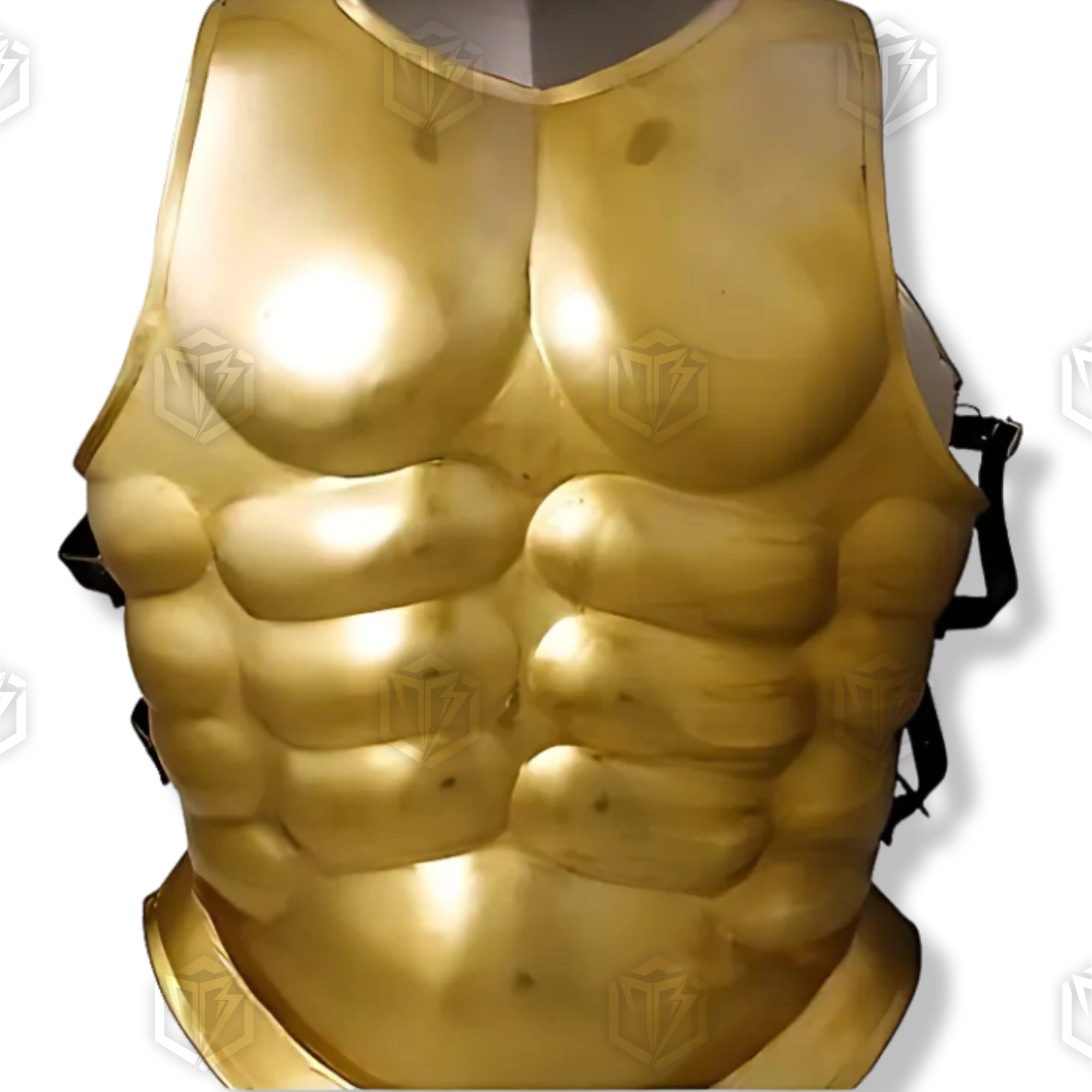 Premium Greek Muscle Cuirass Armor Steel Breastplate Replica Gold with high-carbon stainless steel.