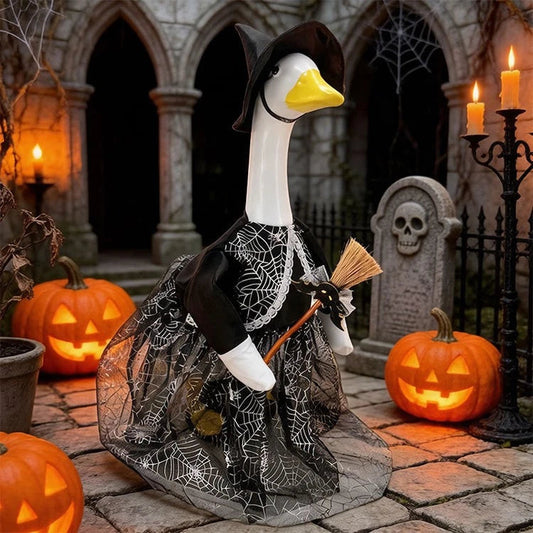 Halloween Goose Outfit, Witch Lawn Porch Goose Costume for 23 Inch Geese Patio Decor Titan Swords