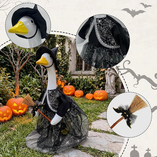 23 Inch Halloween Goose Witch Costume Spooky Porch and Patio Lawn Display
