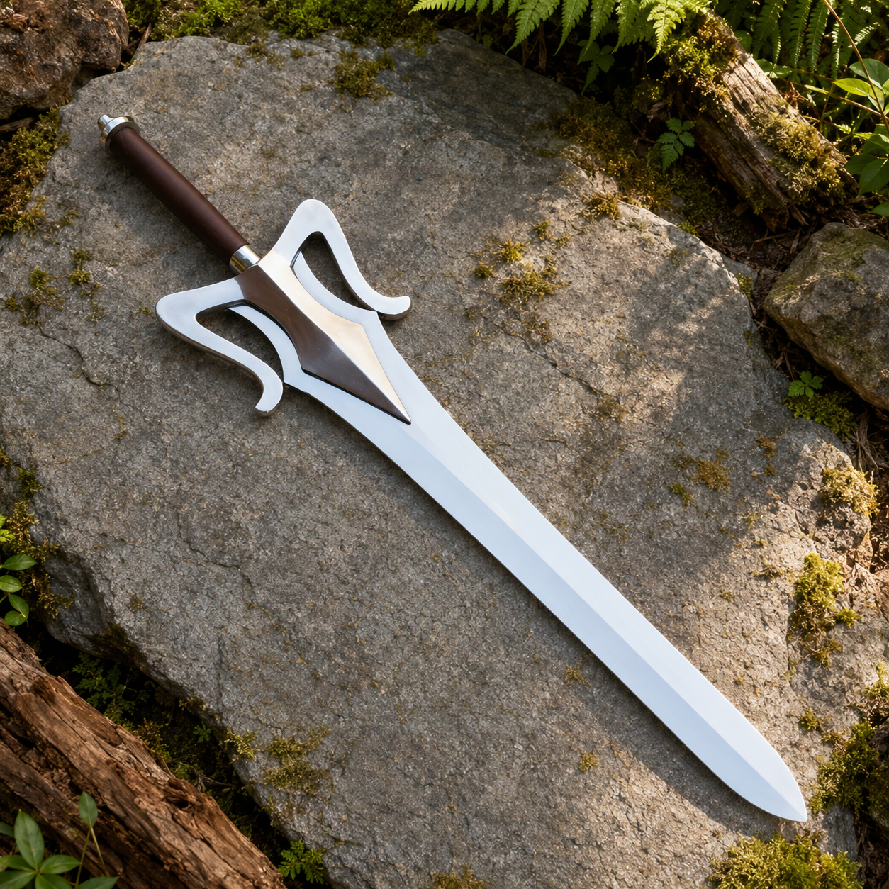 He-Man 1987 Movie Power Sword prop replica blade tip close-up – satin display finish stainless steel collectible