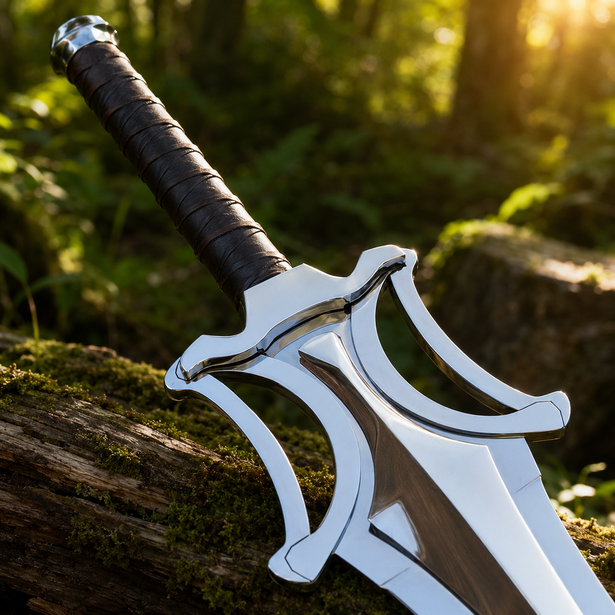 He-Man Broken Sword prop replica crossguard and handle close-up – chrome open-work guard MOTU cosplay collectible
