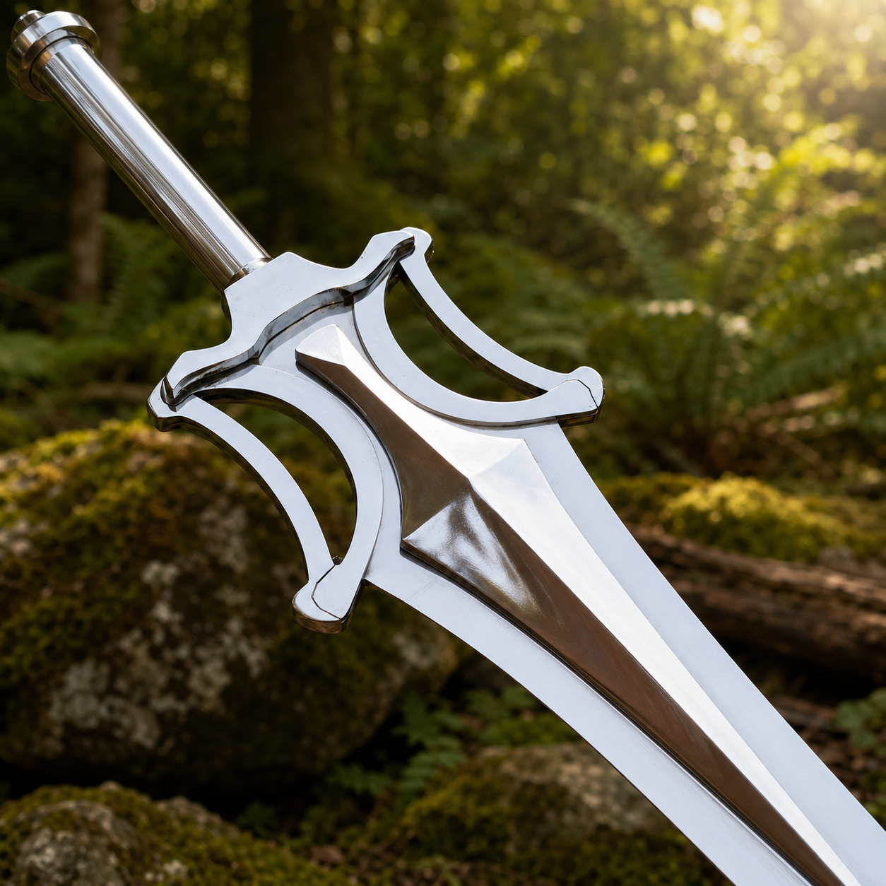Close-up of He-Man Power Sword prop replica blade with dull display edge – stainless steel decorative piece