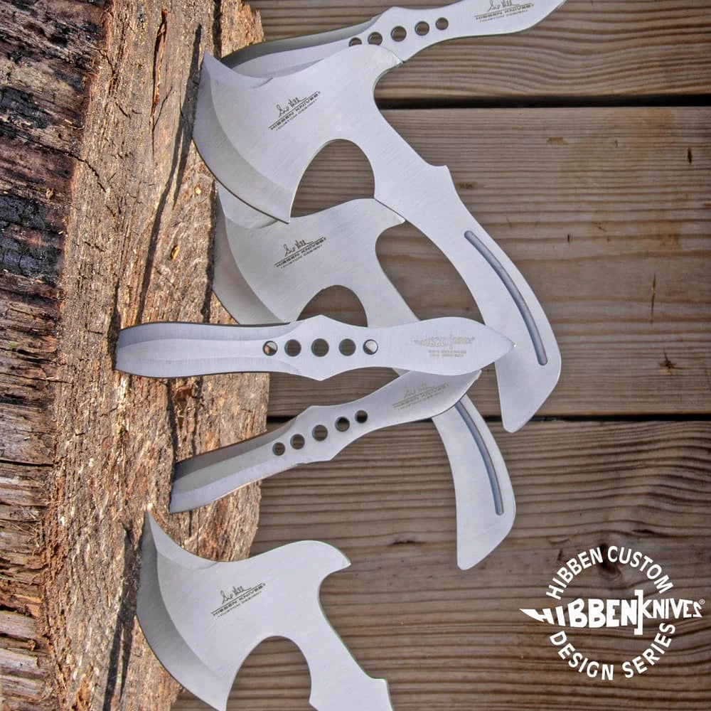 Hibben throwing axe and knife set for target practice and outdoor throwing sports