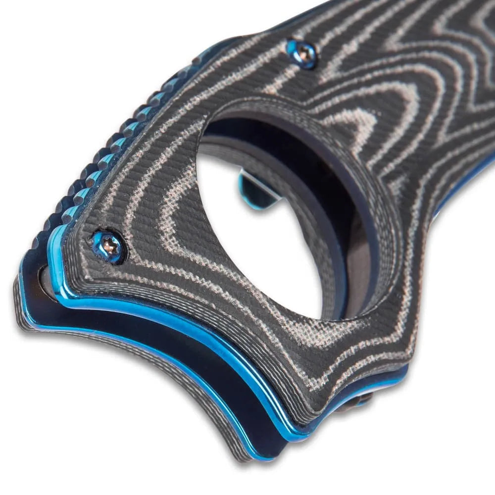 Elite Hibben Warbird folding karambit deployed view