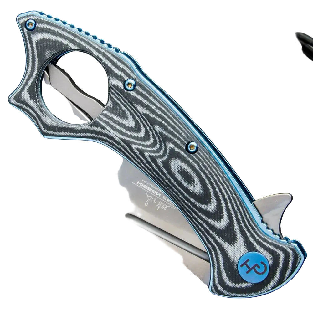 Elite Hibben Warbird folding karambit deployed view