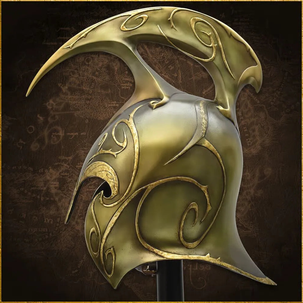 Reinforced polyresin finish detail on High Elven War Helm replica