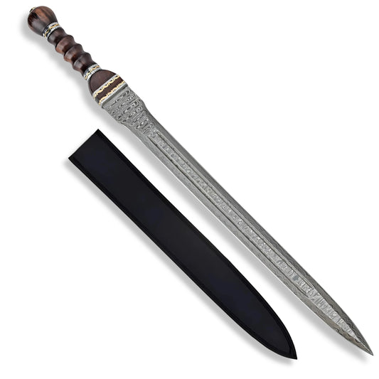 Premium Historical Gladiator Damascus Steel Sword with damascus steel.