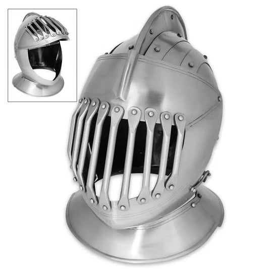 Knight helmet interior view with padding for reenactment