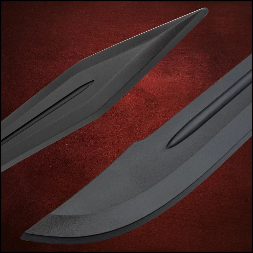 Honshu Arena Combatant Duo curved blade detail – black oxide display finish