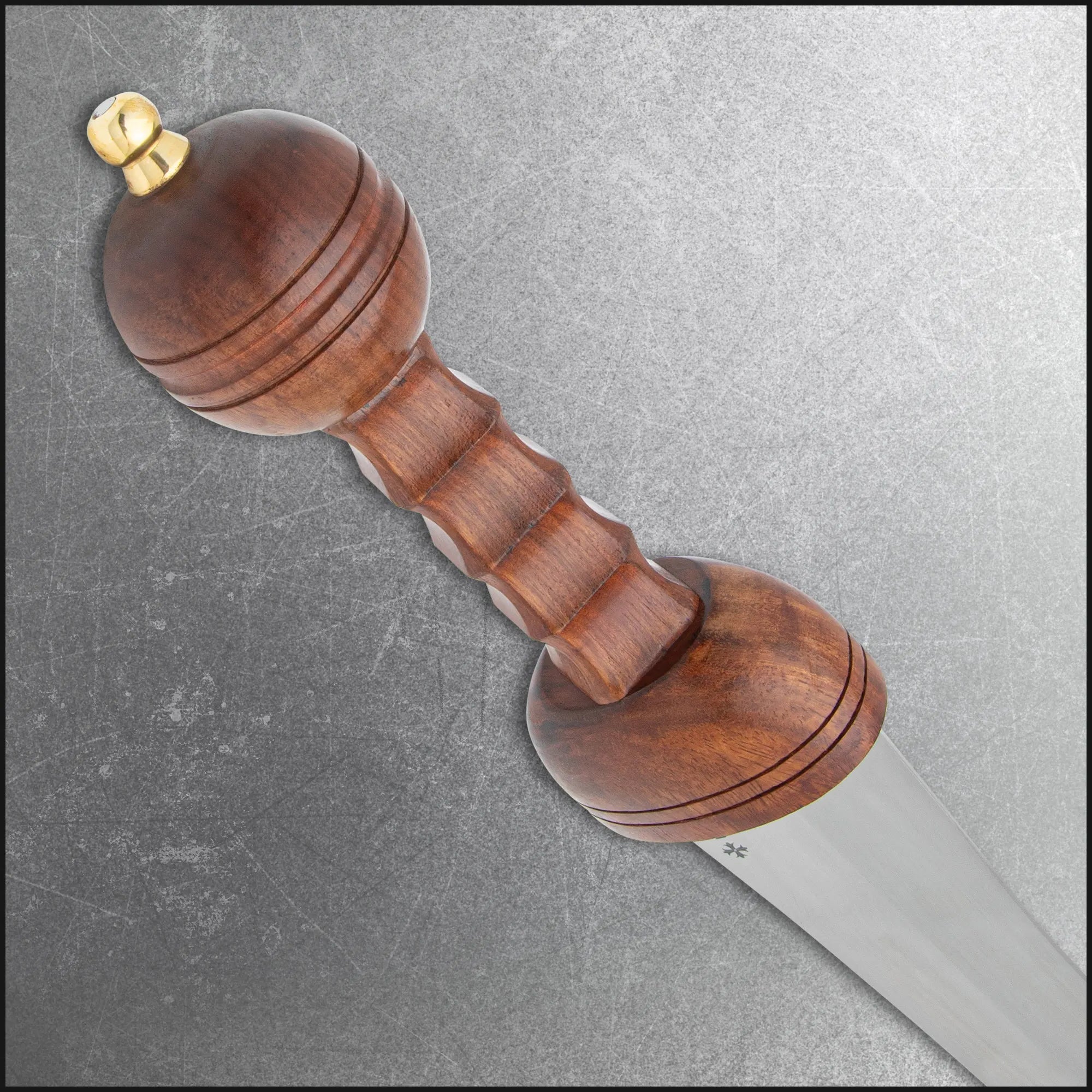 Honshu Historic Forge Roman Mainz Gladius – 69.50 cm carbon steel sword with double-edged blade, grooved wooden grip, brass guard & leather scabbard | Authentic Roman short sword for reenactment and collectors