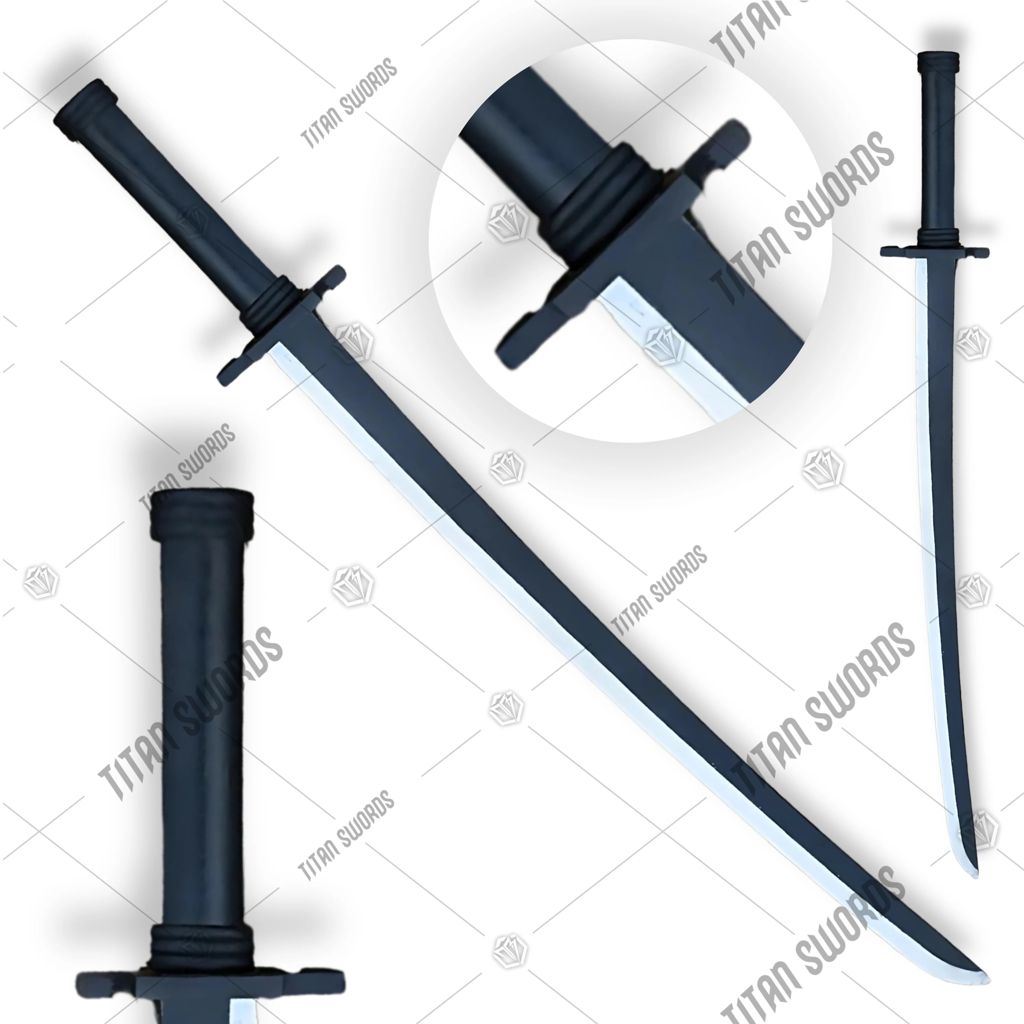 Premium Ichigo Tensa Zangetsu Wooden Sword Replica with black finish.