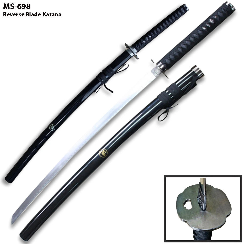Elegant Rurouni Kenshin Reverse Blade Katana Display Collectible with premium decorative craftsmanship, matching black scabbard and iconic anime-inspired design for collectors