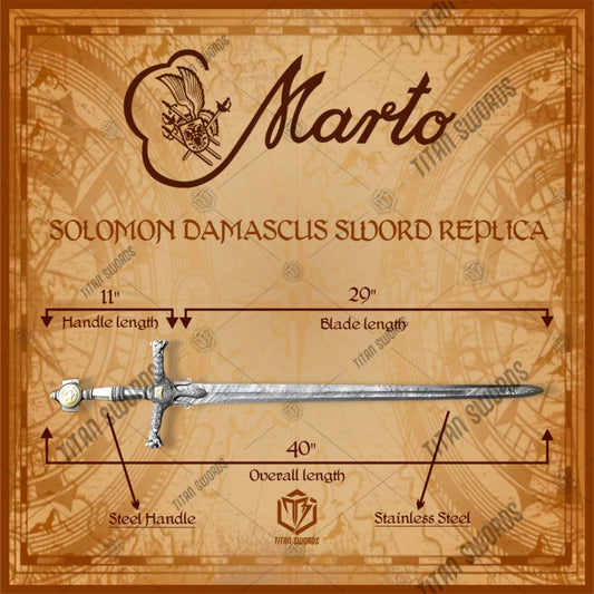 Premium King Solomon Star of David Sword Replica with Damascus steel.