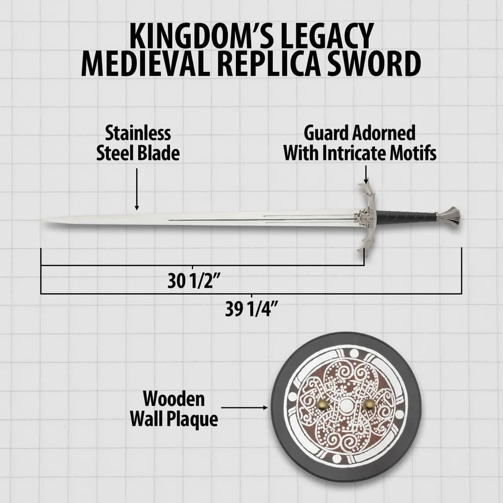 Kingdom’s Legacy medieval replica sword with ruby pommel