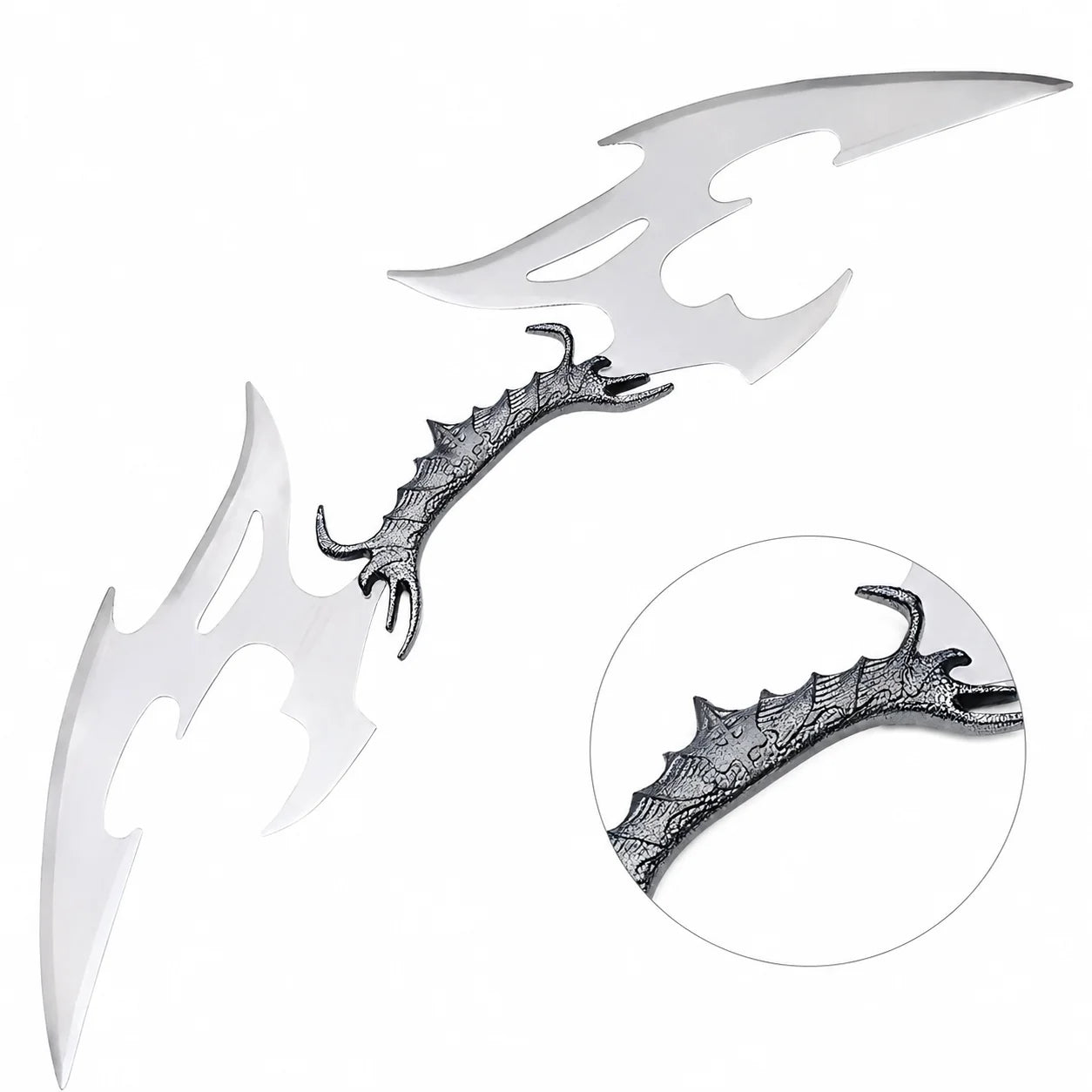 Klingon Valdris Blade prop replica top view on mossy rock – Star Trek display collectible