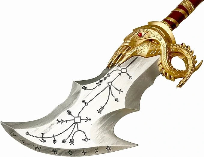 Kratos Blades of Chaos Foam Set God of War display collectible featuring premium high-density foam construction, decorative chain detailing, and collector-quality craftsmanship for gaming enthusiasts and cosplay displays.