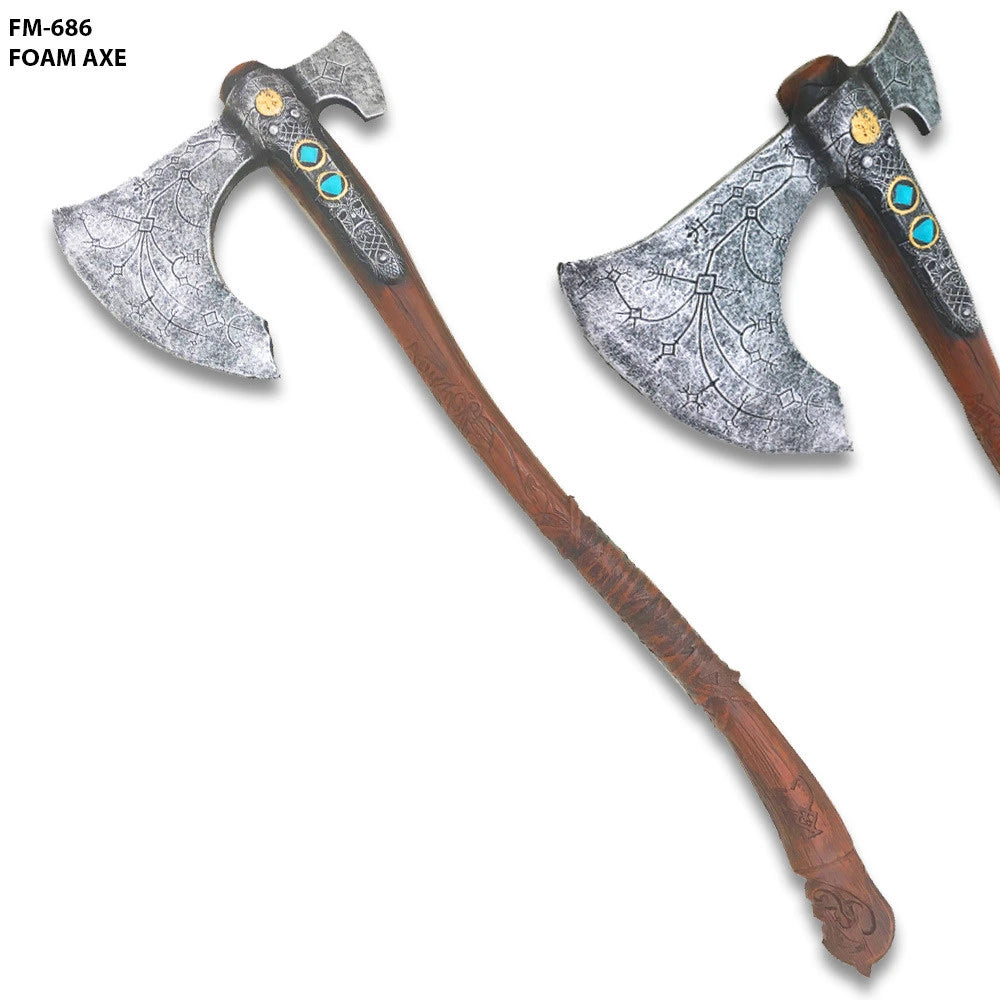 Large God of War Kratos Leviathan Foam Axe Display Collectible crafted from premium high-density foam with decorative rune carvings, realistic weathered finish and collector-inspired craftsmanship