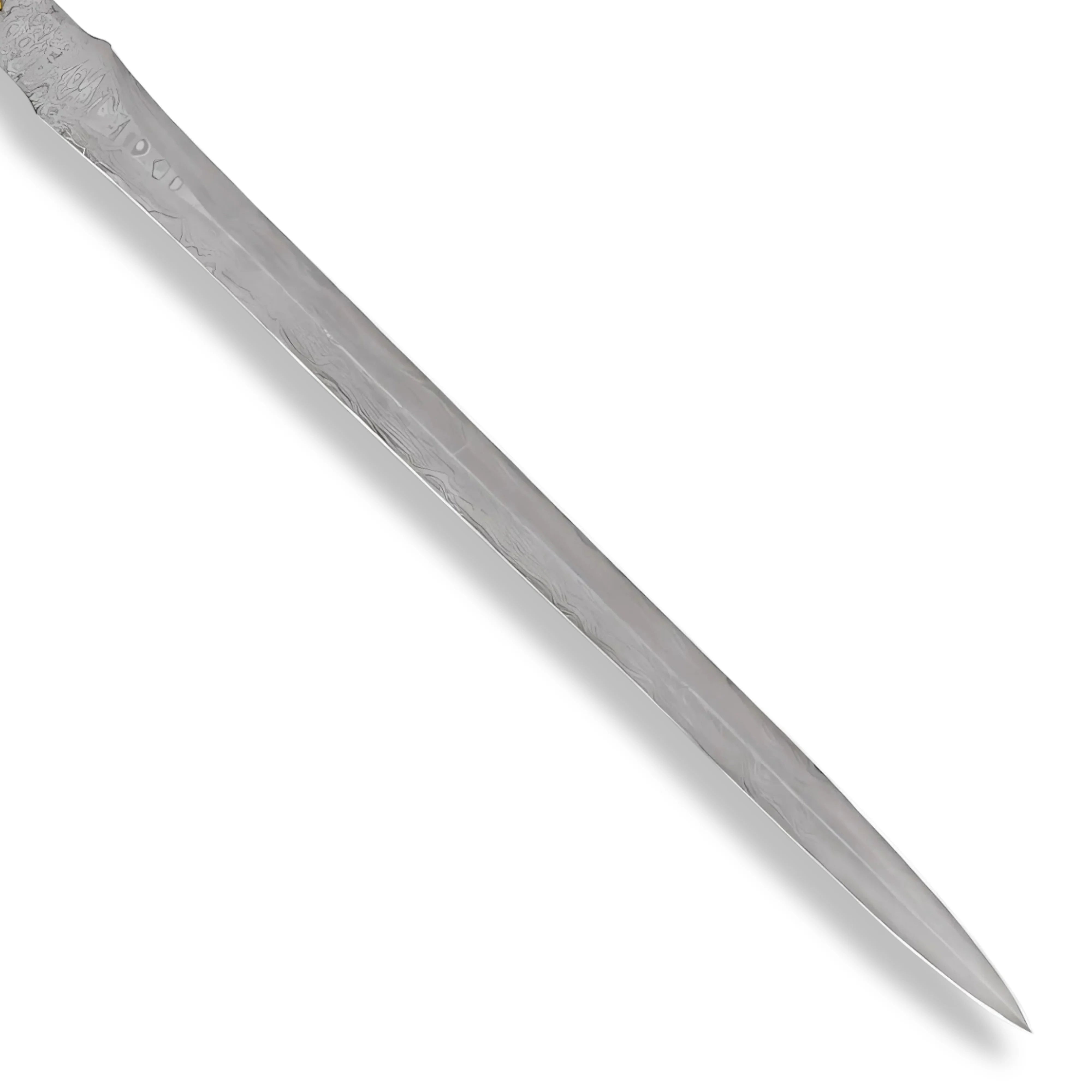 Premium Legends In Steel Brass Heartwood Damascus Sword with Damascus steel.