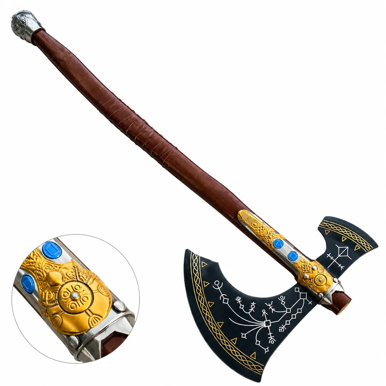 Kratos Leviathan Axe God of War prop replica full view white background cosplay accessory