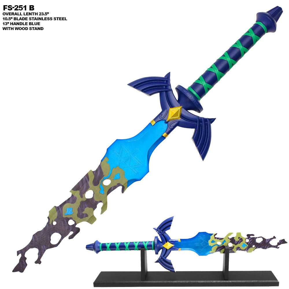 Premium Zelda Tears of the Kingdom Broken Master Sword display collectible with detailed weathered blade styling, ornate royal-inspired guard, polished decorative finish, and exceptional craftsmanship for collector showcases, convention displays, and fantasy gaming décor.