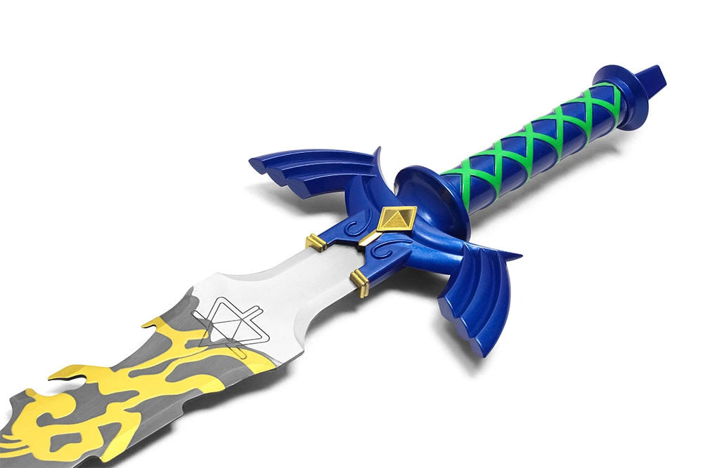 Full-length Link Broken Master Sword Zelda Tears of the Kingdom display collectible featuring premium stainless steel construction, elegant decorative display finish, iconic broken blade profile, fantasy-inspired craftsmanship, and collector-quality presentation for gaming rooms, fantasy displays, and convention showcases.
