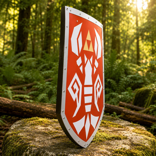 Legend of Zelda Phantom Hourglass Shield fan-inspired display piece with scorpion emblem and Triforce detail
