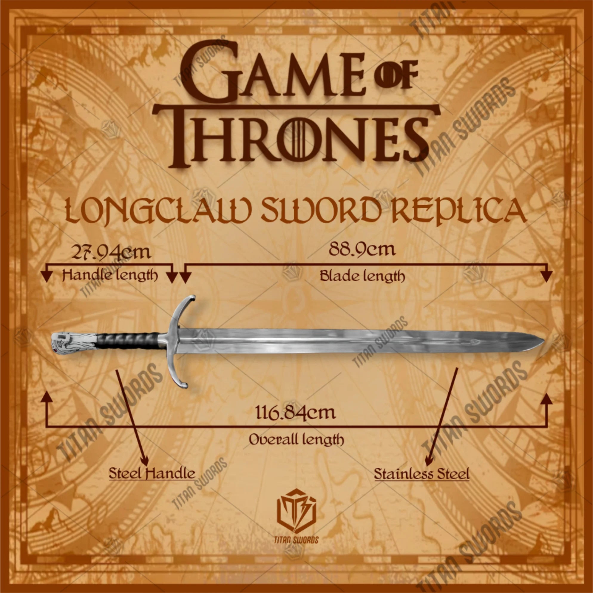 Premium Longclaw Sword Collector’s Edition Jon Snow GoT with direwolf pommel.