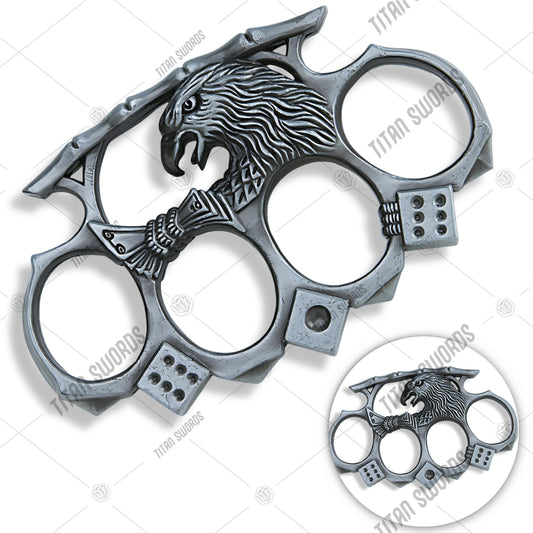 Premium Majestic Eagle Brass Knuckle Duster Paperweight with Metal.