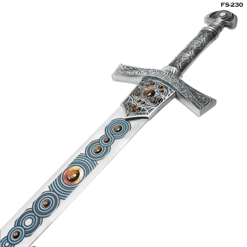 Close-up of Miquellan Knight's Sword ornate crossguard and wrapped handle