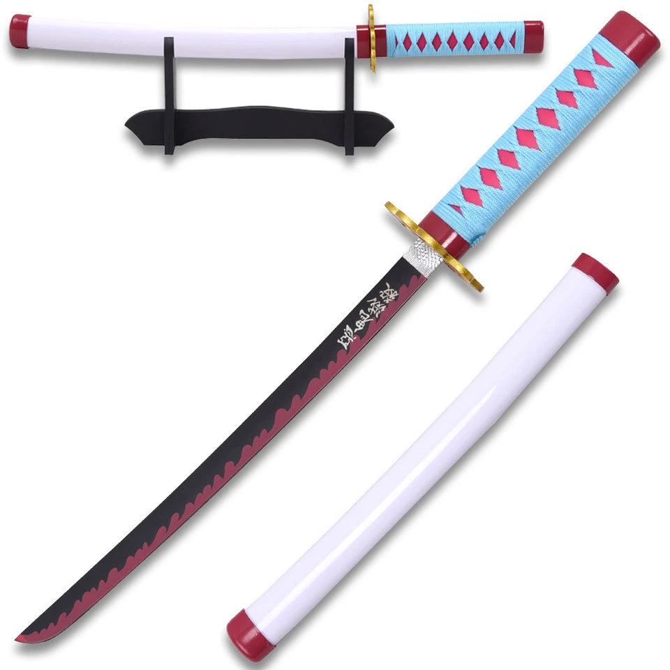 Full-length Mitsuri Kanroji Love Nichirin display collectible from Demon Slayer showcasing the elegant character-inspired design, decorative guard, premium display finish, matching scabbard, and presentation-ready craftsmanship for collectors.