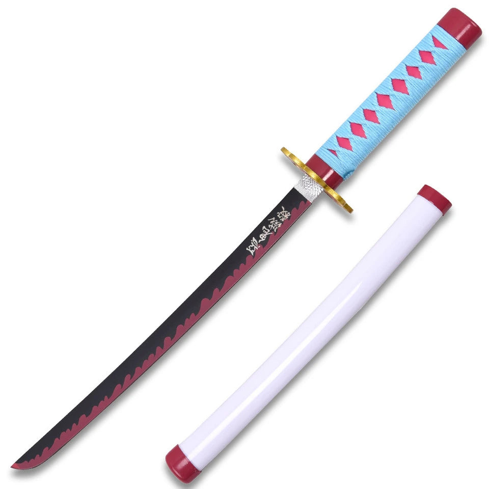 Mitsuri Kanroji Love Nichirin display collectible inspired by Demon Slayer featuring a premium carbon steel display finish, decorative pink and green handle, matching scabbard, and collector-quality craftsmanship for anime enthusiasts and cosplay displays.