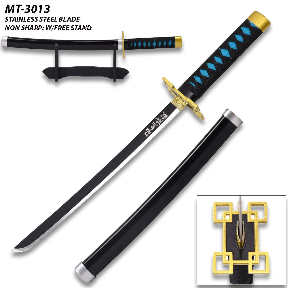 Premium Muichiro Tokito Mist Nichirin display collectible inspired by the Mist Hashira from Demon Slayer featuring decorative carbon steel construction, premium display finish, elegant detailing, and collector-focused craftsmanship for anime enthusiasts and collectors.