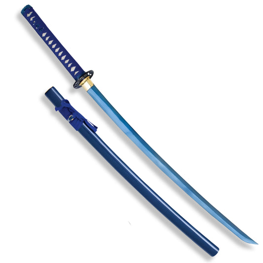 Premium Musha Hand-forged Blue Katana Samurai Damascus Sword with damascus steel.