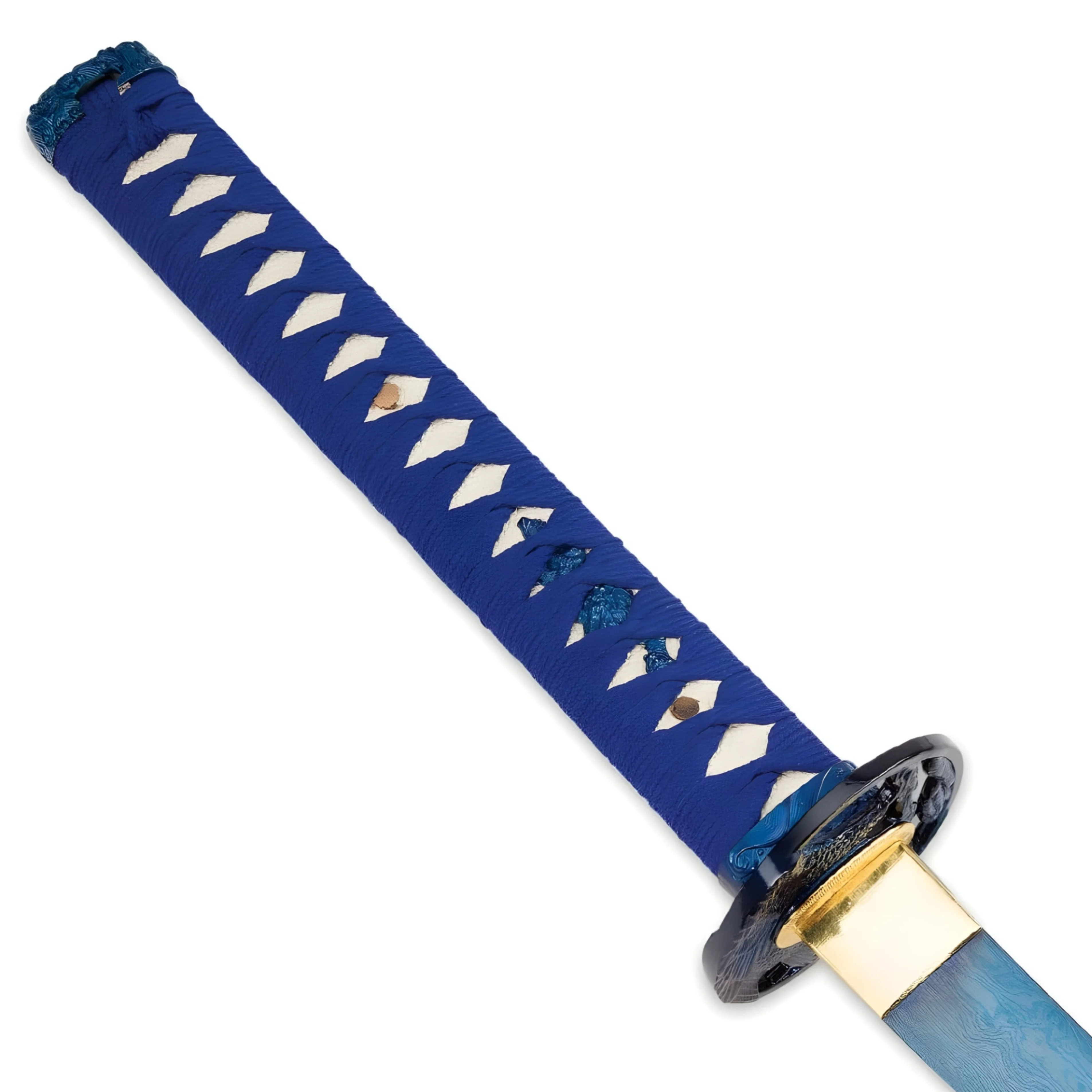 Premium Musha Hand-forged Blue Katana Samurai Damascus Sword with damascus steel.