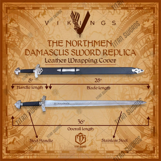 Premium Northmen Damascus Sword Viking Replica with hand-forged steel.