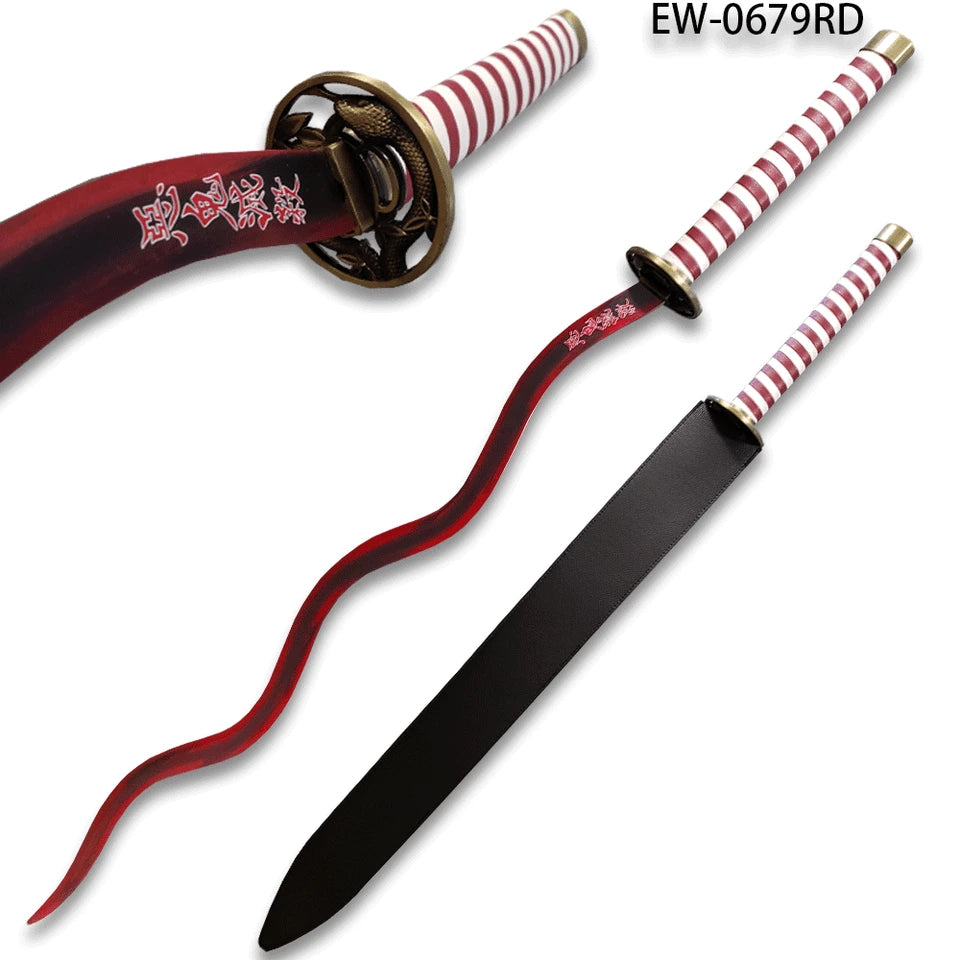 High-quality Obanai Iguro Red Nichirin Display Collectible designed for Demon Slayer cosplay, anime conventions, gaming room décor and collector showcases