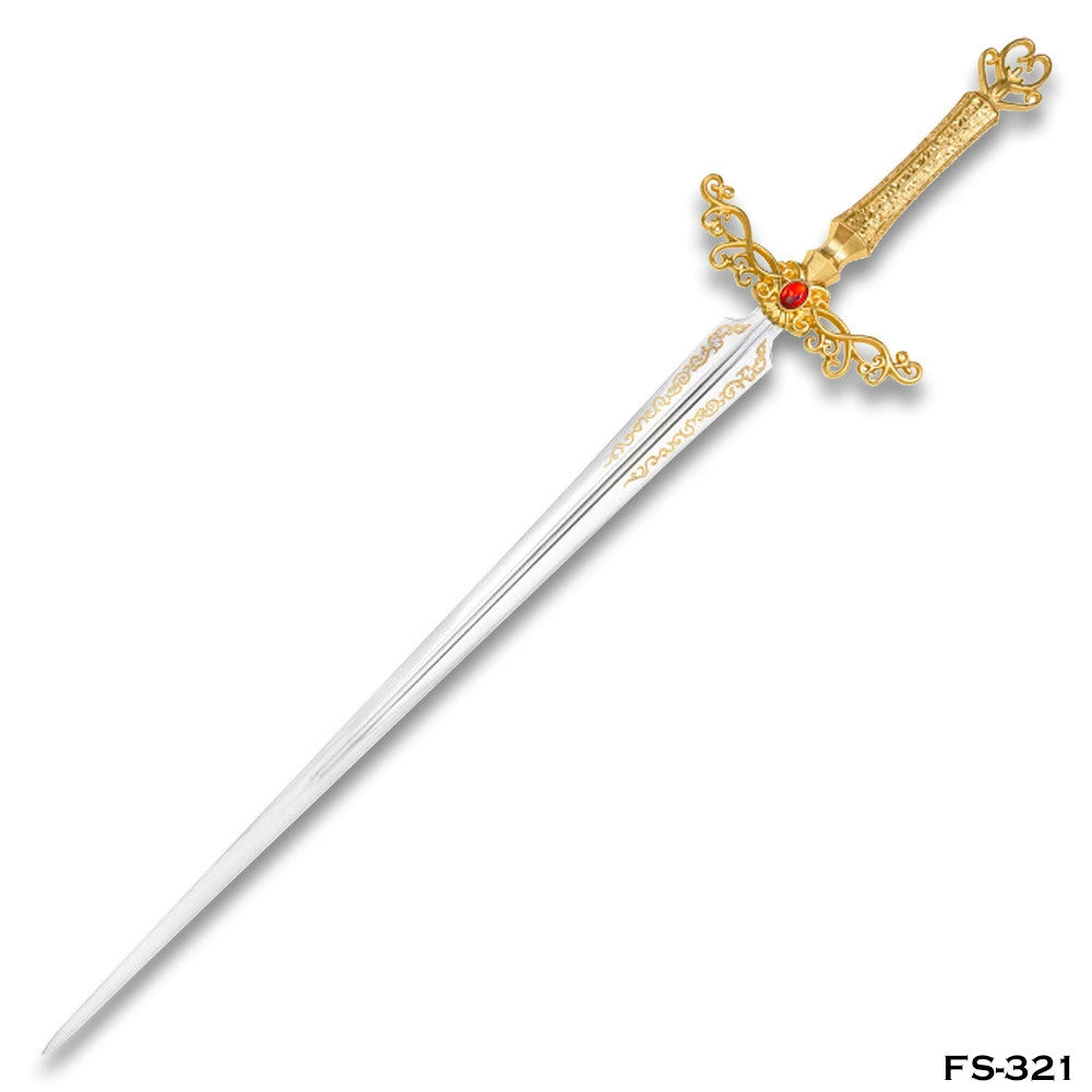 Close-up of Rogier's Rapier ornate swept hilt and wrapped handle