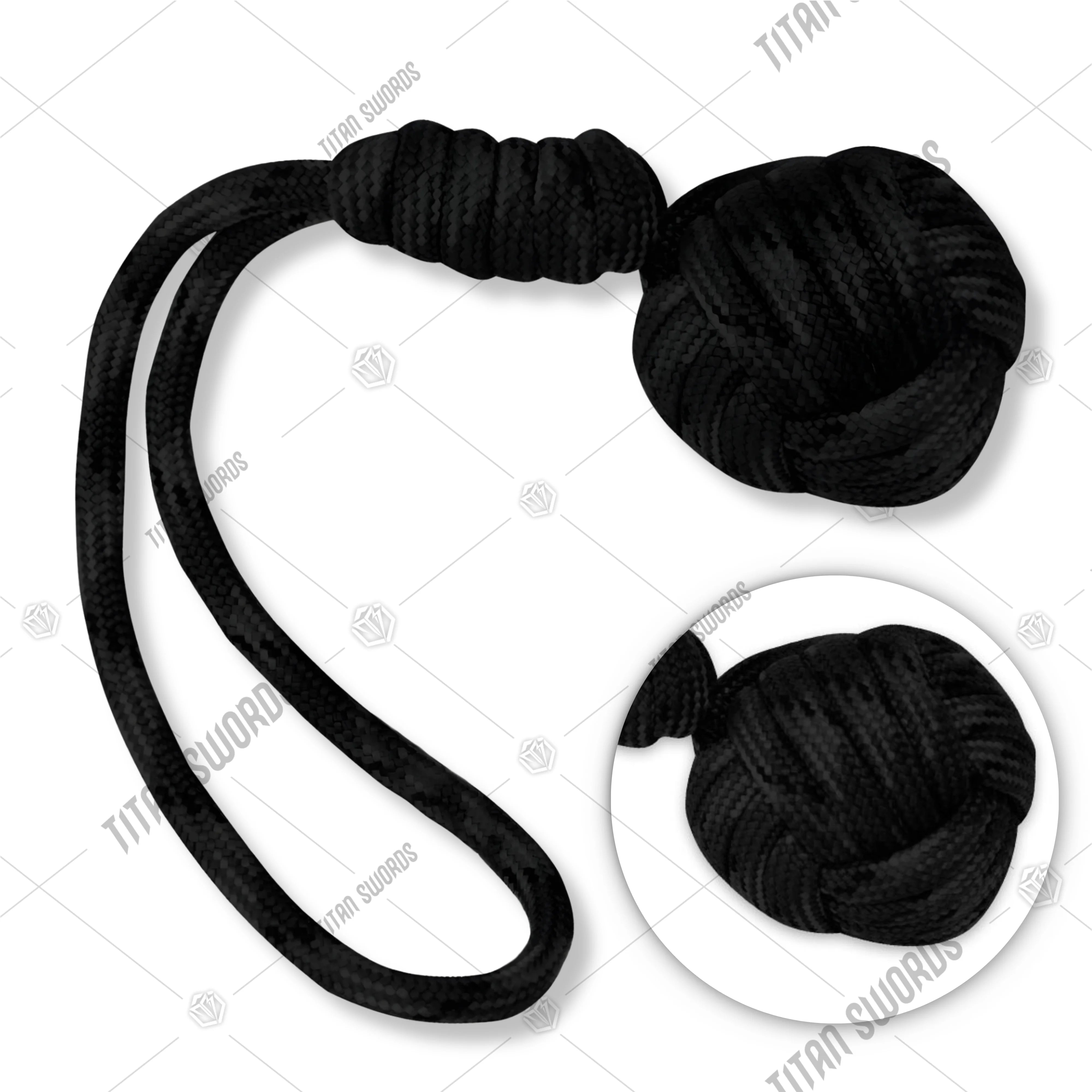 Premium Paracord Monkey Fist Black - Elite Forces with steel.