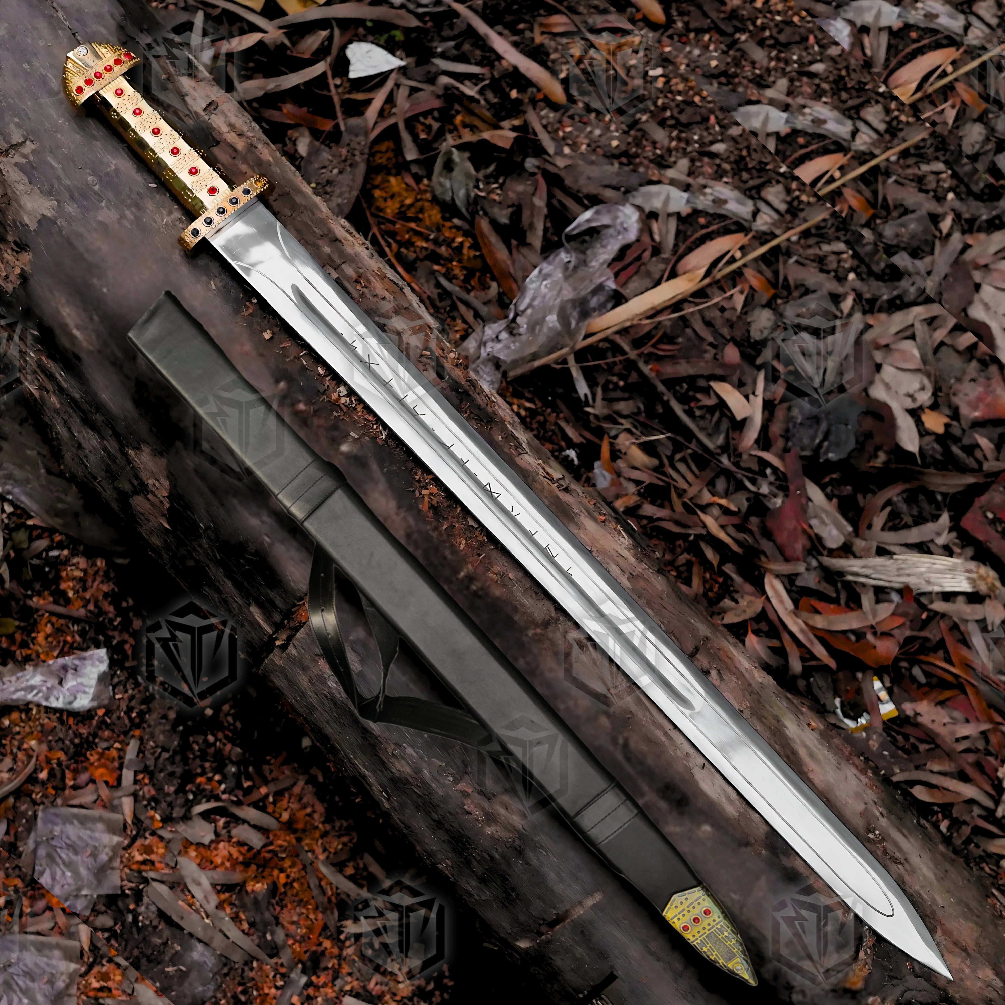Premium Ragnar Lothbrok Viking Gold Edition Sword Replica with stainless steel.