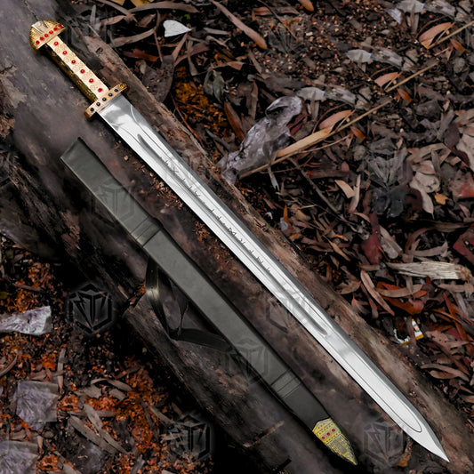 Premium Ragnar Lothbrok Viking Gold Edition Sword Replica with stainless steel.
