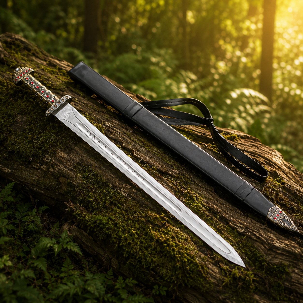 Ragnar Lothbrok Viking sword prop replica held in cosplay pose – Vikings fan collectible display