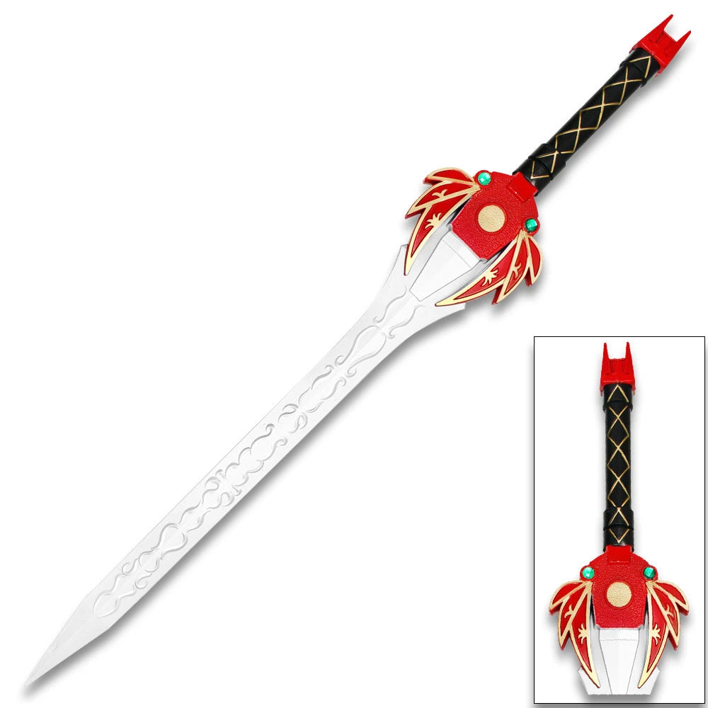 Full-length Red Ranger Lightning Foam Sword Power Rangers display collectible featuring lightweight premium high-density foam construction, reinforced internal core, vibrant decorative finish, and collector-quality presentation for conventions, cosplay photography, and themed displays.