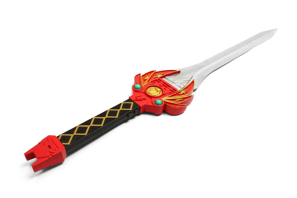 Red Ranger Lightning Sword Power Rangers display collectible crafted from premium stainless steel with vibrant multicolor detailing, decorative display finish, textured ergonomic handle, and collector-quality craftsmanship for cosplay events, gaming rooms, entertainment spaces, and premium fan collections.