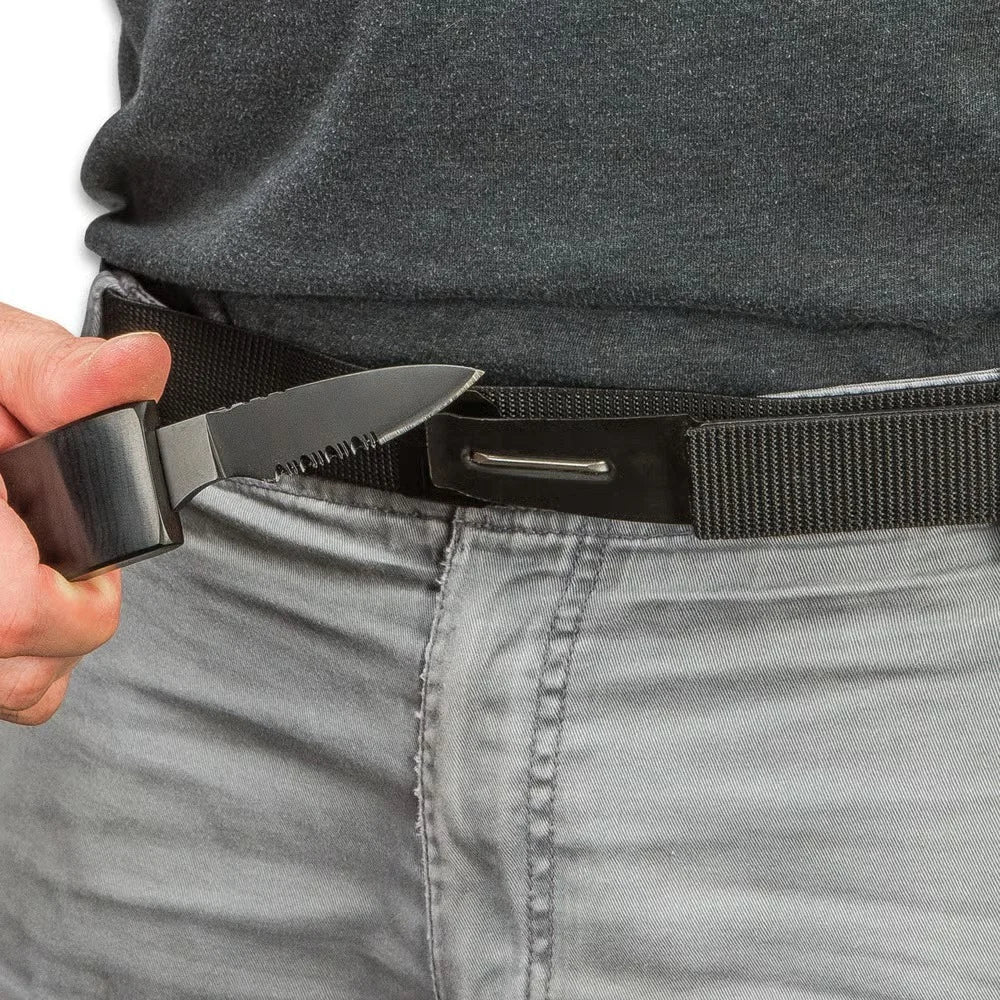 Premium Ridge Runner Hidden Knife Black Belt with stainless steel.