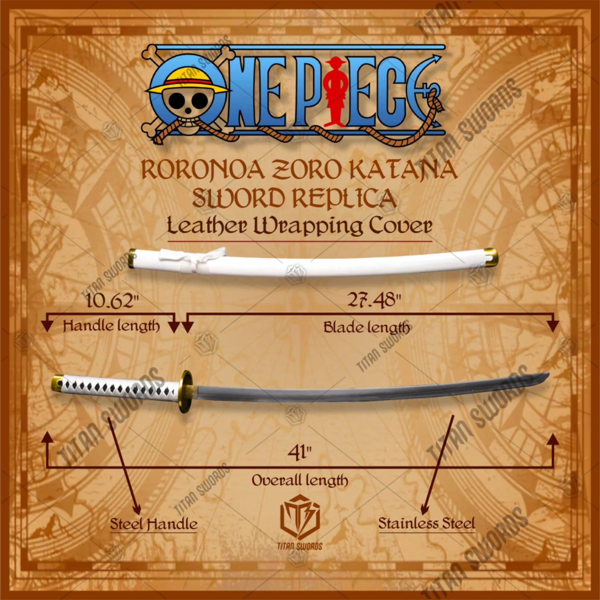 Premium Roronoa Zoro One Piece Sword Replica with high-carbon steel.