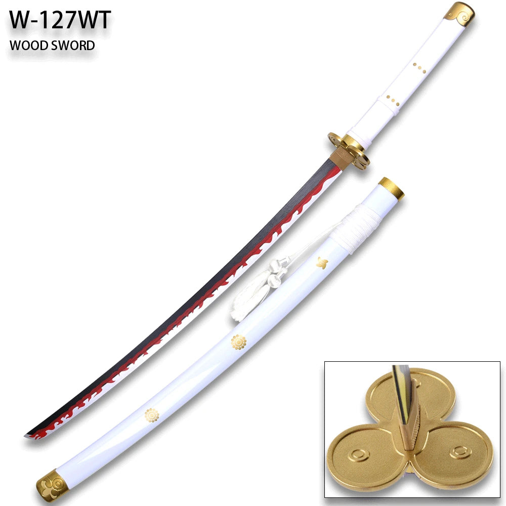One Piece White Enma Sword collectible with matching scabbard inspired by Roronoa Zoro for premium anime displays and fan collections